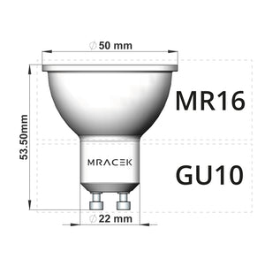 Mracek GU10 dimensions and reflector/connector standard